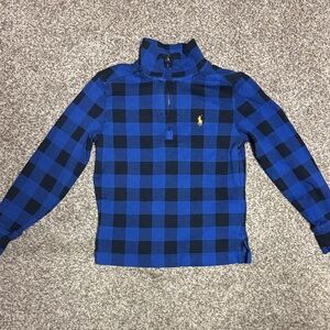 Polo by Ralph Lauren Blue and Black Plaid Quarter-Zip Boys 4